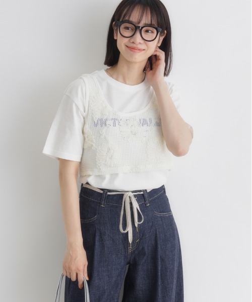 セール】【BACK NUMBER】シアー刺繍クロップドビスチェ (レイヤード