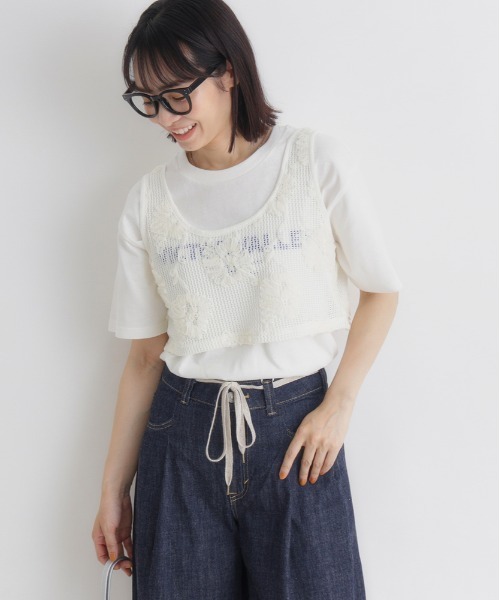 BACK NUMBER(バックナンバー)の「BACK NUMBER(バックナンバー)シアー刺繍ビスチェ(ベスト・レディース・ブラック/ブラウン/キナリ・L/M)」の10枚目の写真