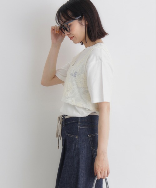 BACK NUMBER(バックナンバー)の「BACK NUMBER(バックナンバー)シアー刺繍ビスチェ(ベスト・レディース・ブラック/ブラウン/キナリ・L/M)」の11枚目の写真