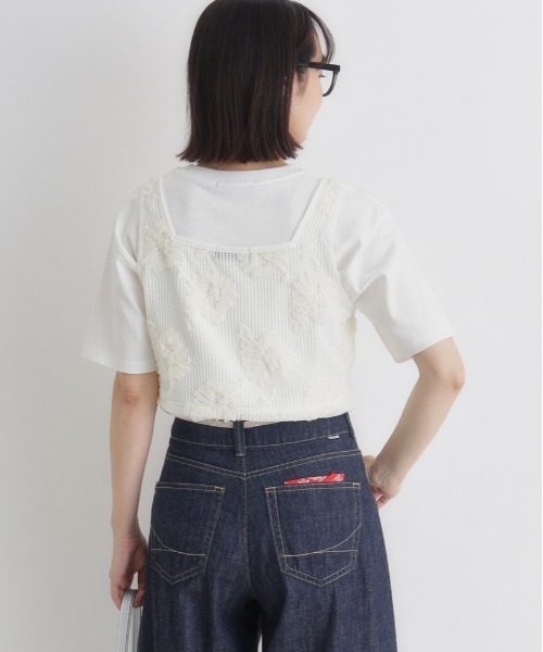 BACK NUMBER(バックナンバー)の「BACK NUMBER(バックナンバー)シアー刺繍ビスチェ(ベスト・レディース・ブラック/ブラウン/キナリ・L/M)」の12枚目の写真