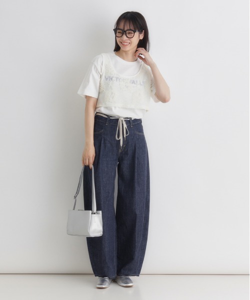 BACK NUMBER(バックナンバー)の「BACK NUMBER(バックナンバー)シアー刺繍ビスチェ(ベスト・レディース・ブラック/ブラウン/キナリ・L/M)」の14枚目の写真