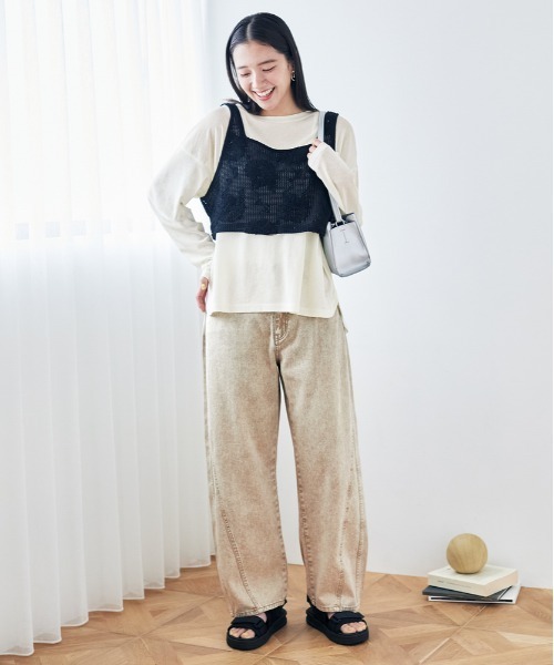 BACK NUMBER(バックナンバー)の「BACK NUMBER(バックナンバー)シアー刺繍ビスチェ(ベスト・レディース・ブラック/ブラウン/キナリ・L/M)」の15枚目の写真