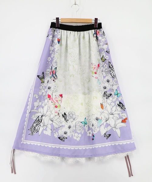 iS ScoLar(イズスカラー)の「562216:お花いっぱい レース×ドロスト付きスカート(スカート・レディース・ベージュ/ブラック/パープル・M)」の3枚目の写真