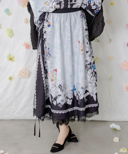 iS ScoLar(イズスカラー)の「562216:お花いっぱい レース×ドロスト付きスカート(スカート・レディース・ベージュ/ブラック/パープル・M)」の5枚目の写真