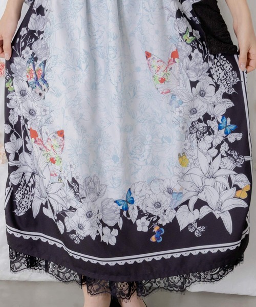 iS ScoLar(イズスカラー)の「562216:お花いっぱい レース×ドロスト付きスカート(スカート・レディース・ベージュ/ブラック/パープル・M)」の10枚目の写真