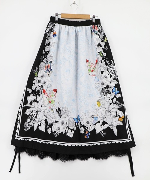 iS ScoLar(イズスカラー)の「562216:お花いっぱい レース×ドロスト付きスカート(スカート・レディース・ベージュ/ブラック/パープル・M)」の11枚目の写真