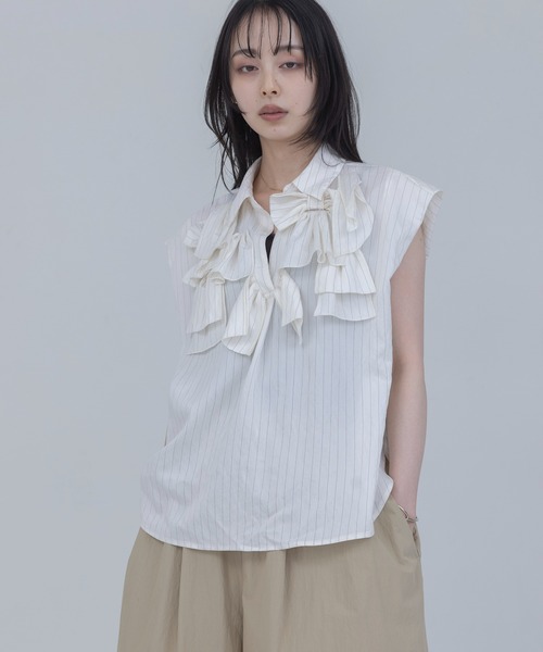 Eimee Law(エイミーロウ)の「ランダムリボン タックスリーブブラウス(シャツ/ブラウス・レディース・ストライプ/チェック/ブラック/オフホワイト・FREE)」の22枚目の写真