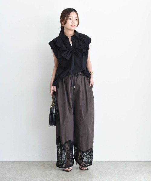 Eimee Law(エイミーロウ)の「ランダムリボン タックスリーブブラウス(シャツ/ブラウス・レディース・ストライプ/チェック/ブラック/オフホワイト・FREE)」の14枚目の写真