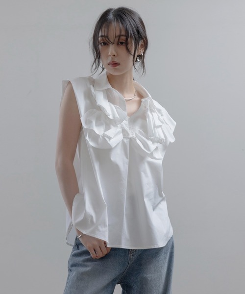 Eimee Law(エイミーロウ)の「ランダムリボン タックスリーブブラウス(シャツ/ブラウス・レディース・ストライプ/チェック/ブラック/オフホワイト・FREE)」の12枚目の写真