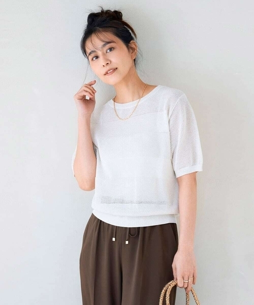 a.v.v(アーヴェヴェ)の「ラメッシュボーダープルオーバー(ニット/セーター・レディース・アイボリー/ブラック/レッド・38/40)」の13枚目の写真