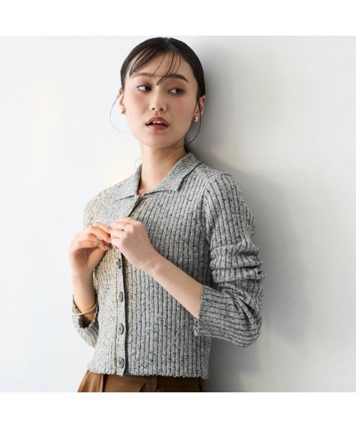 COMMON＋HAUS（コモンハウス）の「クロップド　ニットカーディガン（カーディガン/ボレロ・レディース・ライラック/ブラック/ブルー・M/L）」の5枚目の写真