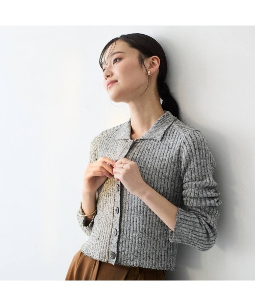 COMMON＋HAUS（コモンハウス）の「クロップド　ニットカーディガン（カーディガン/ボレロ・レディース・ライラック/ブラック/ブルー・M/L）」の6枚目の写真