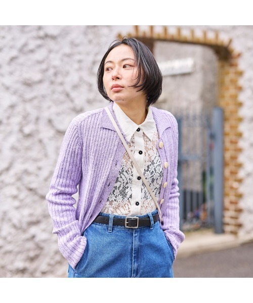 COMMON＋HAUS（コモンハウス）の「クロップド　ニットカーディガン（カーディガン/ボレロ・レディース・ライラック/ブラック/ブルー・M/L）」の10枚目の写真