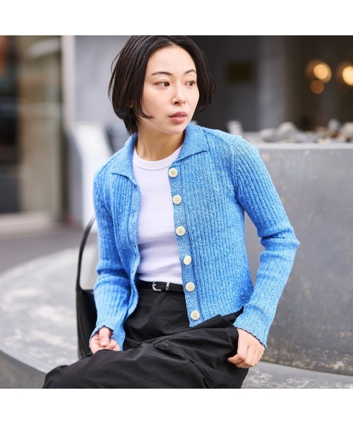 COMMON＋HAUS（コモンハウス）の「クロップド　ニットカーディガン（カーディガン/ボレロ・レディース・ライラック/ブラック/ブルー・M/L）」の15枚目の写真