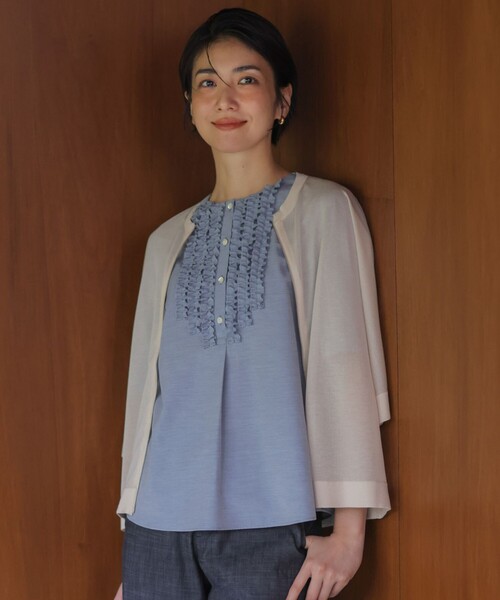 J.PRESS（ジェイプレス）の「SHEER LIGHT KNIT ブルゾン（ブルゾン・レディース・ネイビー系3/ブラック系/ベージュ系/ホワイト系・T13/T15）」の3枚目の写真