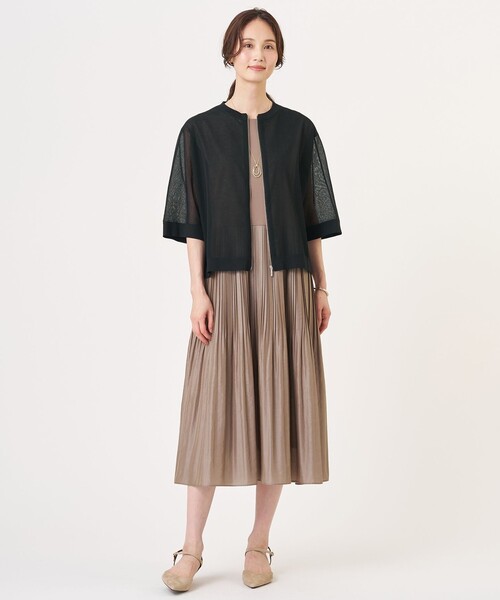 J.PRESS（ジェイプレス）の「SHEER LIGHT KNIT ブルゾン（ブルゾン・レディース・ネイビー系3/ブラック系/ベージュ系/ホワイト系・T13/T15）」の11枚目の写真