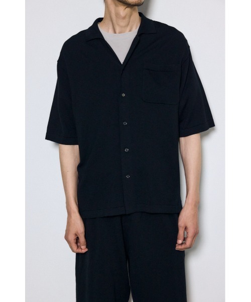 AZUL by moussy(アズールバイマウジー)の「リラックスオープンカラーニットシャツ(ニット/セーター・メンズ・ブラック/グレー・MEDIUM/LARGE)」の2枚目の写真