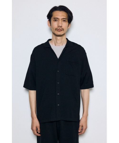 AZUL by moussy(アズールバイマウジー)の「リラックスオープンカラーニットシャツ(ニット/セーター・メンズ・ブラック/グレー・MEDIUM/LARGE)」の6枚目の写真