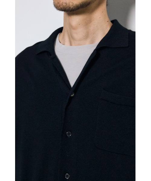 AZUL by moussy(アズールバイマウジー)の「リラックスオープンカラーニットシャツ(ニット/セーター・メンズ・ブラック/グレー・MEDIUM/LARGE)」の9枚目の写真