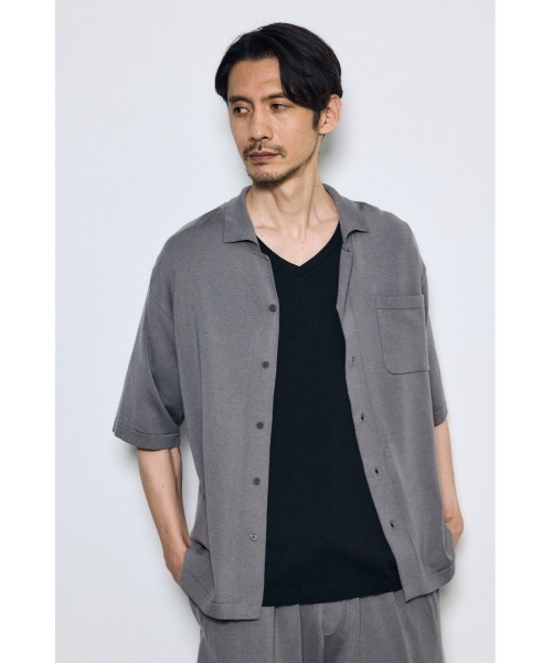 AZUL by moussy(アズールバイマウジー)の「リラックスオープンカラーニットシャツ(ニット/セーター・メンズ・ブラック/グレー・MEDIUM/LARGE)」の12枚目の写真