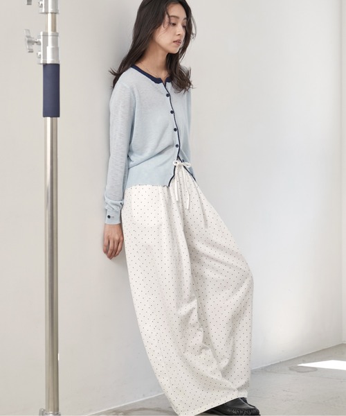 OFROOM（オフルーム）の「Bicolor Line Sheer Knit Cardigan｜バイカラーラインシアーニットカーディガン（カーディガン/ボレロ・レディース・ホワイト/ブルー/グレー・FREE）」の11枚目の写真