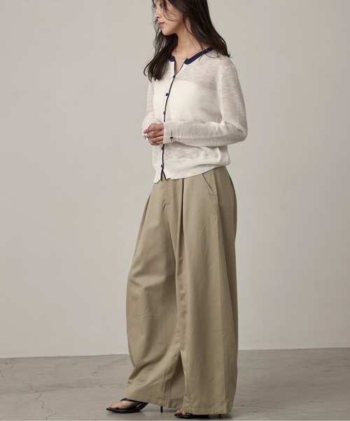 OFROOM（オフルーム）の「Bicolor Line Sheer Knit Cardigan｜バイカラーラインシアーニットカーディガン（カーディガン/ボレロ・レディース・ホワイト/ブルー/グレー・FREE）」の18枚目の写真