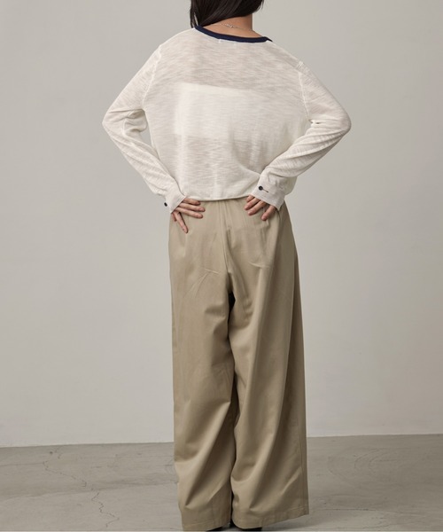 OFROOM（オフルーム）の「Bicolor Line Sheer Knit Cardigan｜バイカラーラインシアーニットカーディガン（カーディガン/ボレロ・レディース・ホワイト/ブルー/グレー・FREE）」の19枚目の写真