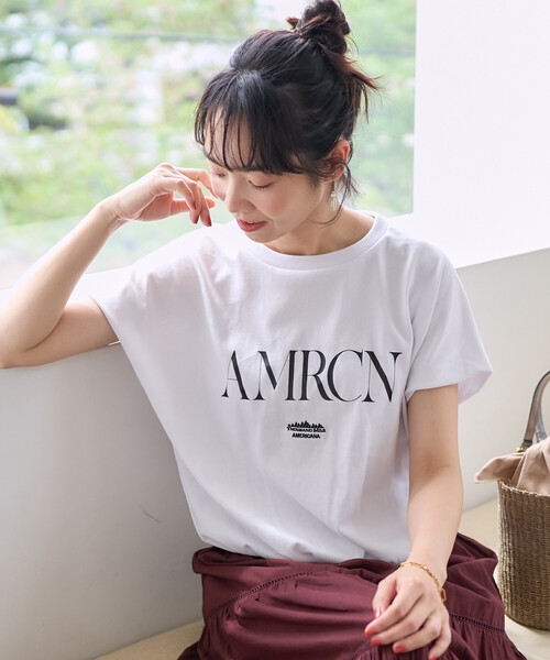 FREAK'S STORE(フリークスストア)の「Americana × THOUSAND MILE × FREAK'S STORE/アメリカーナ × サウザンドマイル 別注 天竺Tシャツ/吸汗 速乾 抗菌防臭効果あり(Tシャツ/カットソー・レディース・チャコール/オフホワイト/グレー・フリ-)」の15枚目の写真