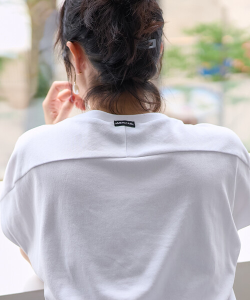 FREAK'S STORE(フリークスストア)の「Americana × THOUSAND MILE × FREAK'S STORE/アメリカーナ × サウザンドマイル 別注 天竺Tシャツ/吸汗 速乾 抗菌防臭効果あり(Tシャツ/カットソー・レディース・チャコール/オフホワイト/グレー・フリ-)」の19枚目の写真