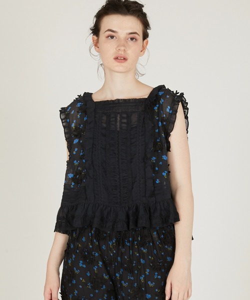 crinkle crinkle crinkle(クリンクルクリンクルクリンクル)の「【crinkle crinkle crinkle】sheer flower vest blouse/シアーフラワーベストブラウス(シャツ/ブラウス・レディース・アイボリー/ブラック・FREE)」の10枚目の写真