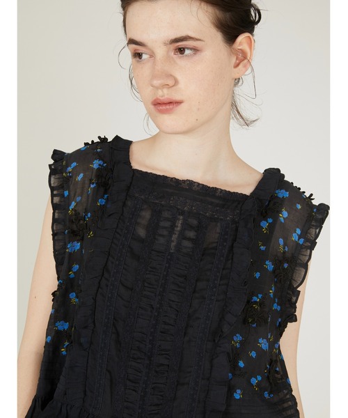 crinkle crinkle crinkle(クリンクルクリンクルクリンクル)の「【crinkle crinkle crinkle】sheer flower vest blouse/シアーフラワーベストブラウス(シャツ/ブラウス・レディース・アイボリー/ブラック・FREE)」の11枚目の写真