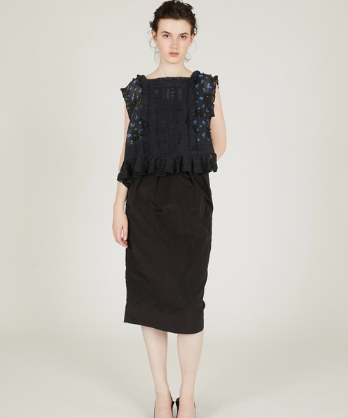 crinkle crinkle crinkle(クリンクルクリンクルクリンクル)の「【crinkle crinkle crinkle】sheer flower vest blouse/シアーフラワーベストブラウス(シャツ/ブラウス・レディース・アイボリー/ブラック・FREE)」の12枚目の写真
