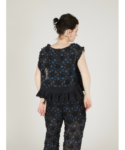 crinkle crinkle crinkle(クリンクルクリンクルクリンクル)の「【crinkle crinkle crinkle】sheer flower vest blouse/シアーフラワーベストブラウス(シャツ/ブラウス・レディース・アイボリー/ブラック・FREE)」の5枚目の写真