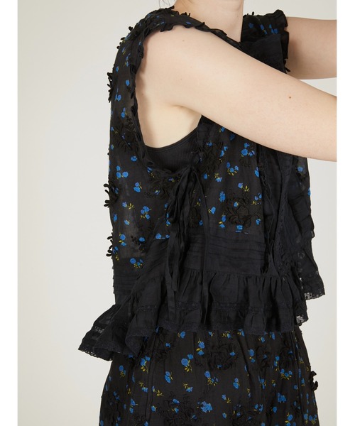 crinkle crinkle crinkle(クリンクルクリンクルクリンクル)の「【crinkle crinkle crinkle】sheer flower vest blouse/シアーフラワーベストブラウス(シャツ/ブラウス・レディース・アイボリー/ブラック・FREE)」の6枚目の写真