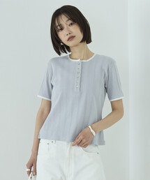 Firsthand/ファーストハンド ヘンリーネック 針抜きニット レースTシャツ
