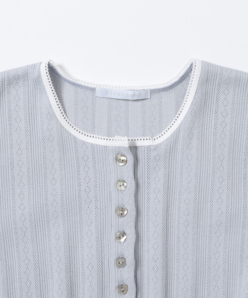 Firsthand（ファーストハンド）の「Firsthand/ファーストハンド ヘンリーネック 針抜きニット レースTシャツ（Tシャツ/カットソー・レディース・ホワイト/グレー/ブラック・フリー）」の13枚目の写真