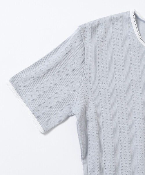 Firsthand（ファーストハンド）の「Firsthand/ファーストハンド ヘンリーネック 針抜きニット レースTシャツ（Tシャツ/カットソー・レディース・ホワイト/グレー/ブラック・フリー）」の15枚目の写真