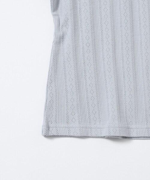 Firsthand（ファーストハンド）の「Firsthand/ファーストハンド ヘンリーネック 針抜きニット レースTシャツ（Tシャツ/カットソー・レディース・ホワイト/グレー/ブラック・フリー）」の16枚目の写真