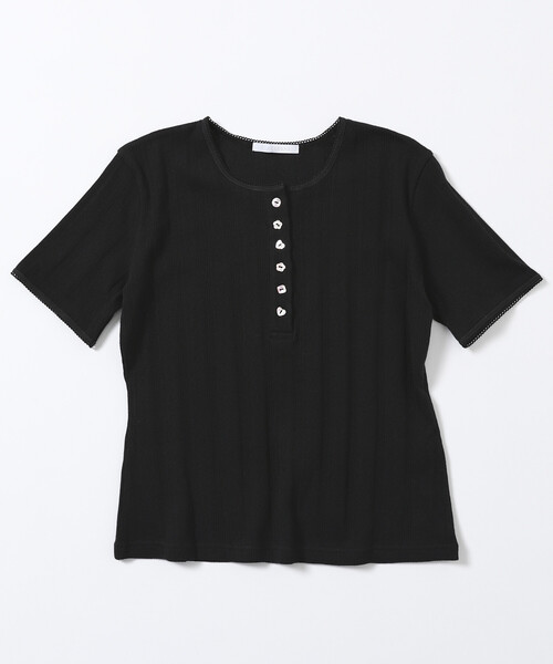 Firsthand（ファーストハンド）の「Firsthand/ファーストハンド ヘンリーネック 針抜きニット レースTシャツ（Tシャツ/カットソー・レディース・ホワイト/グレー/ブラック・フリー）」の19枚目の写真