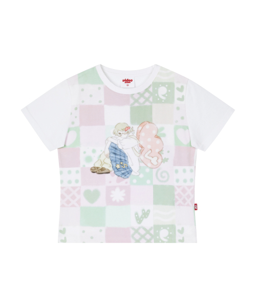 Video Jockey（ビデオジョッキー）の「[境界Xビデオザキ] パッチワークプリントTシャツ [ピンク]（Tシャツ/カットソー・レディース・ピンク・X-SMALL）」の6枚目の写真