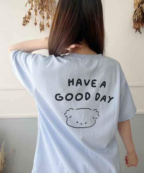 Nana（ナナ）の「ゆる犬イラストTシャツ（Tシャツ/カットソー・レディース・ホワイト/スカイブルー/ブラック・FREE）」の3枚目の写真