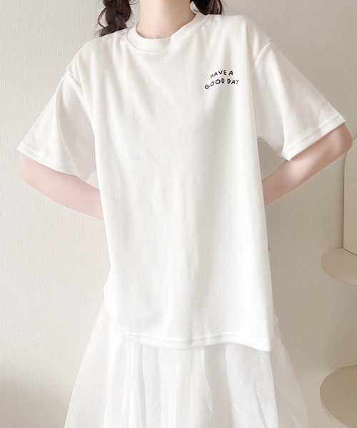 Nana（ナナ）の「ゆる犬イラストTシャツ（Tシャツ/カットソー・レディース・ホワイト/スカイブルー/ブラック・FREE）」の4枚目の写真