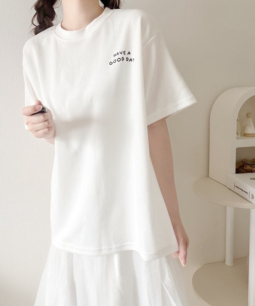 Nana（ナナ）の「ゆる犬イラストTシャツ（Tシャツ/カットソー・レディース・ホワイト/スカイブルー/ブラック・FREE）」の5枚目の写真