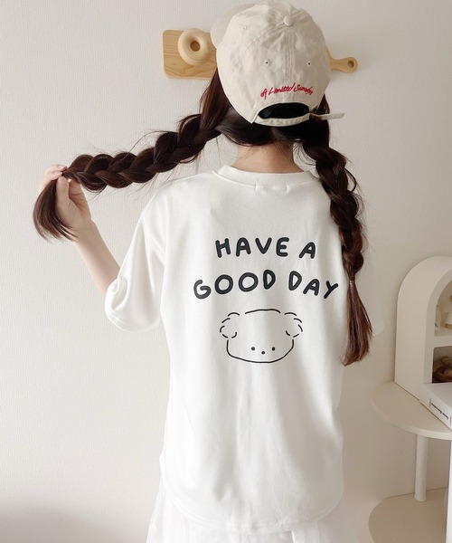 Nana（ナナ）の「ゆる犬イラストTシャツ（Tシャツ/カットソー・レディース・ホワイト/スカイブルー/ブラック・FREE）」の8枚目の写真