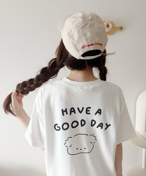 Nana（ナナ）の「ゆる犬イラストTシャツ（Tシャツ/カットソー・レディース・ホワイト/スカイブルー/ブラック・FREE）」の9枚目の写真