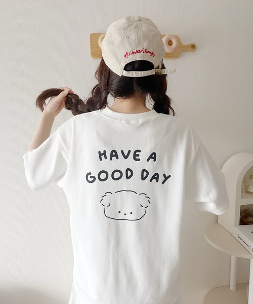 Nana（ナナ）の「ゆる犬イラストTシャツ（Tシャツ/カットソー・レディース・ホワイト/スカイブルー/ブラック・FREE）」の10枚目の写真