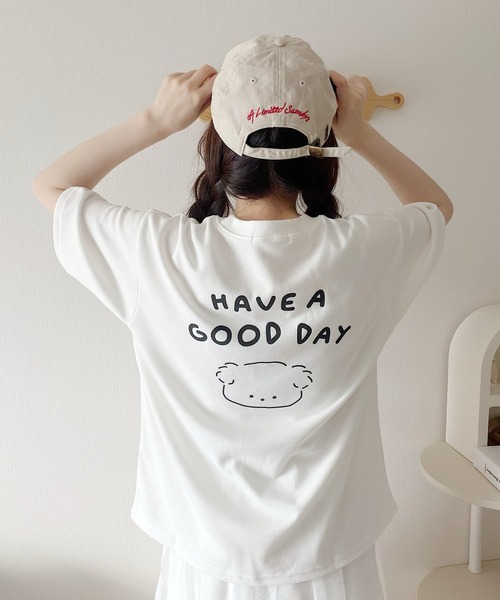 Nana（ナナ）の「ゆる犬イラストTシャツ（Tシャツ/カットソー・レディース・ホワイト/スカイブルー/ブラック・FREE）」の11枚目の写真