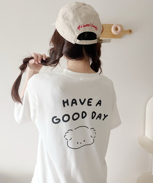 Nana（ナナ）の「ゆる犬イラストTシャツ（Tシャツ/カットソー・レディース・ホワイト/スカイブルー/ブラック・FREE）」の12枚目の写真