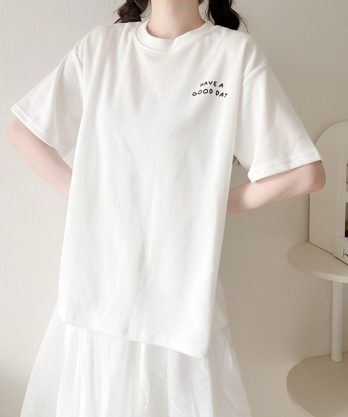 Nana（ナナ）の「ゆる犬イラストTシャツ（Tシャツ/カットソー・レディース・ホワイト/スカイブルー/ブラック・FREE）」の14枚目の写真