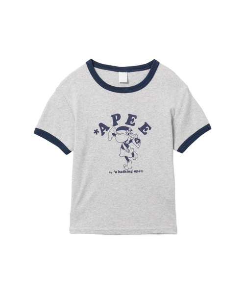 APEE BY A BATHING APE(エイピーバイアベイシングエイプ)の「PRINT CROP RINGER TEE(Tシャツ/カットソー・レディース・ネイビー/アイボリー/グレー・X-SMALL/SMALL)」の3枚目の写真